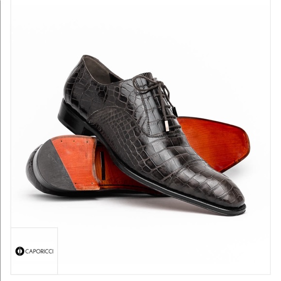 Caporicci 1114 Grey Genuine Alligator Shoes - Picture 2 of 3